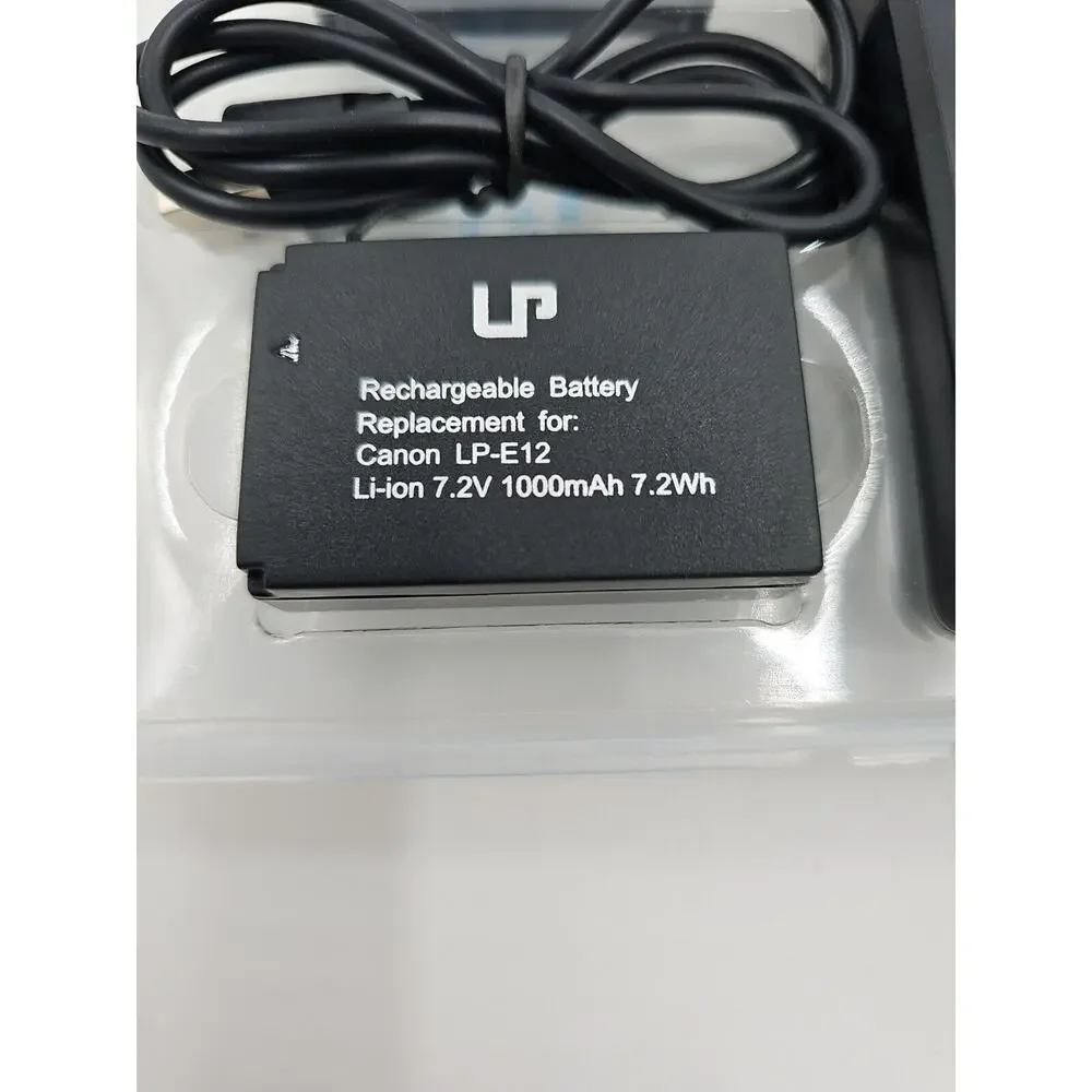 UP REPLACEMENT BATTERY FOR Canon LPE12 7.2V 1000mAh Li-Ion 2 Pack with charger